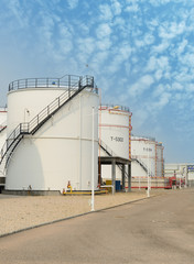 big Industrial oil tanks in a refinery