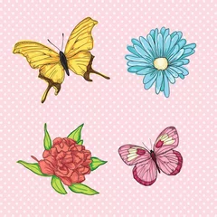 Fotobehang Vlinders Liefde, schattige pictogrammen