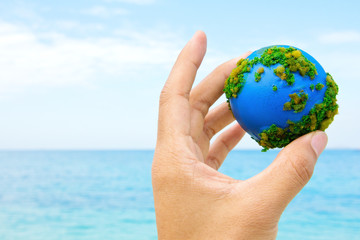 Hands and Earth  Concept Save green planet