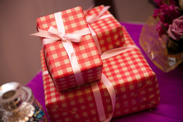 Red gift box, the wedding scene