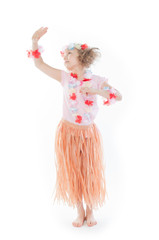 Small and beautiful girl in Hawaiian dress