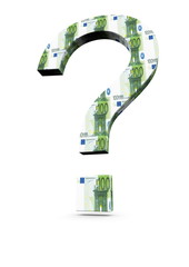 Fragezeichen mit Geldscheintextur