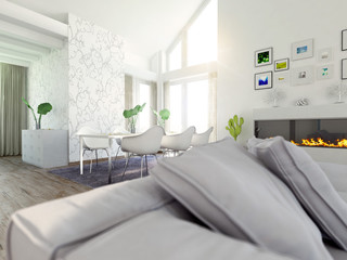 Modern, 	extravagant living and dining Room, penthouse