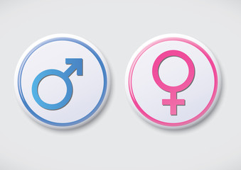 Male Female Symbol - Vector Button Badge