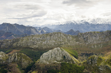 Naklejka na ściany i meble Alpine mountain landscape
