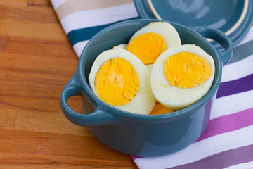 boiled eggs in pot
