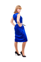 Full length of  sensual woman in blue dress