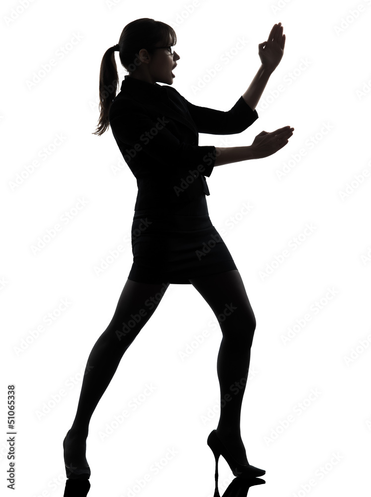 Canvas Prints business woman karate self defense silhouette