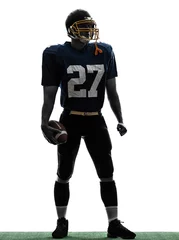 Tuinposter quarterback american football player man standing silhouette © snaptitude