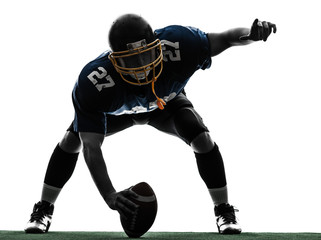 Fototapeta na wymiar center american football player man silhouette