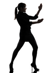 Fototapeta na wymiar business woman karate sylwetka obrony własnej