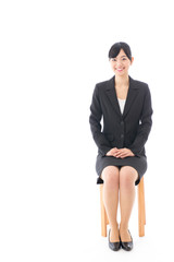 Fototapeta premium a young asian businesswoman on white background