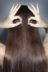 long hair of brown colour