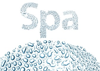 Spa made of water drops, background on white