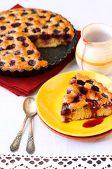 cherry cake with sauce