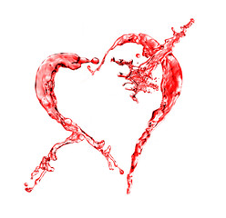 Red water splash heart shape
