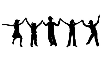Fototapeta premium group of children's silhouettes