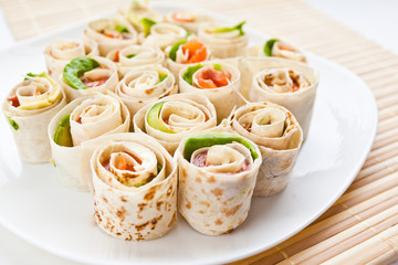 snack with trout and avocado