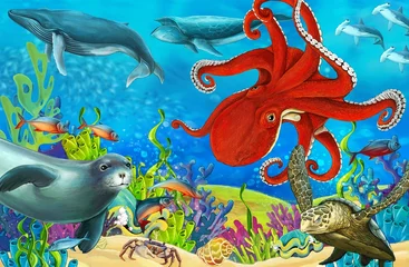 Cercles muraux Sous-marin La barrière de corail - illustration pour les enfants