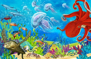 Plakat The coral reef - illustration for the children