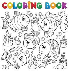 Coloring book various fish theme 1