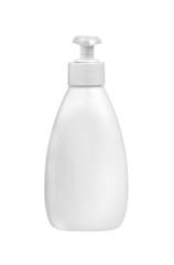 White plastic bottle for liquid soap with dispenser pump