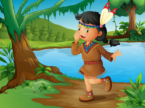 An Indian girl in the forest