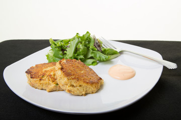 Two Crab Cakes with Salad