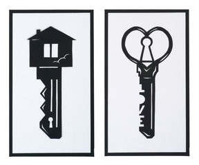 The key in the shape of a house and a heart