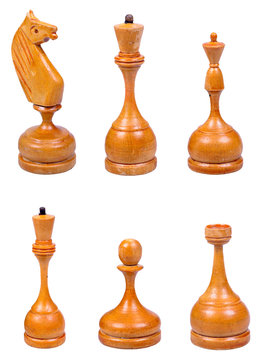 The wooden chess pieces