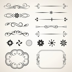 Calligraphic design elements. Elements for page decoration.