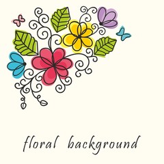 Bouquet. Floral background. Birthday card.