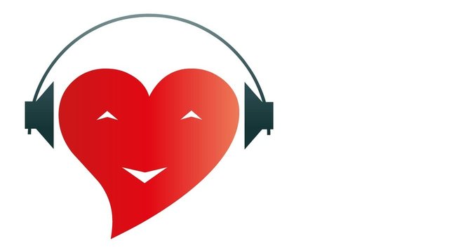 Herz, Kopfhörer, heart, rot, Bewegung, Musik