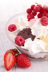 ice cream and berries fruits