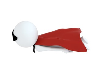 3d super stylish hero with red cape and wearing mask