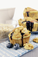 Delicious blueberry, oatsmeal and buttermilk muffins
