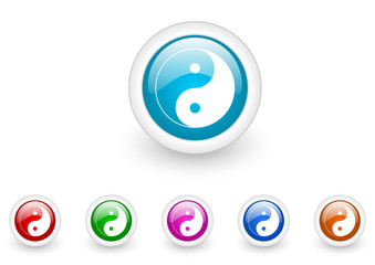 ying yang vector glossy web icon set