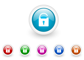 padlock vector glossy web icon set