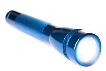 Blue flashlight closeup - obrazy, fototapety, plakaty