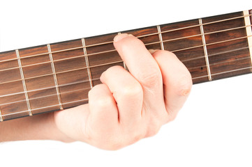 Acoustic guitar with performer hands