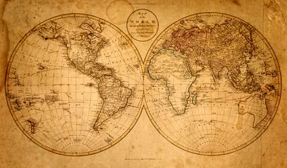 Papier Peint photo Lavable Carte du monde ancienne carte 1799