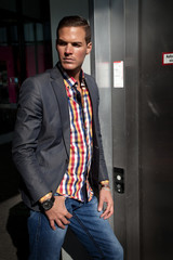 good looking man at the elevator