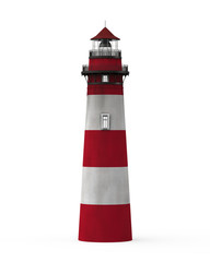 Red Lighthouse Isolated on White Background