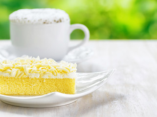 Cup of coffee and fresh cake