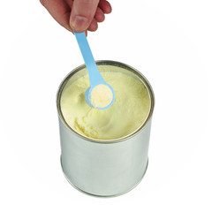 Can with powdered milk.
