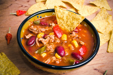 Mexican soup with tacos - 51079957