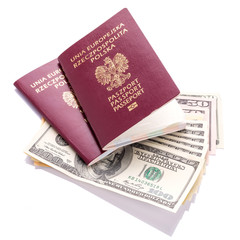 Two passports with American dollars money