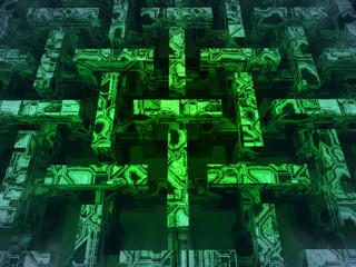 green lighted abstract horizontal web structure