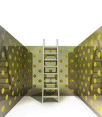 ladder in dollar pattern painted interior concept