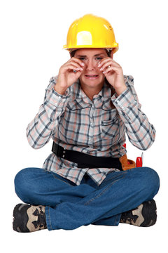 A sobbing tradeswoman